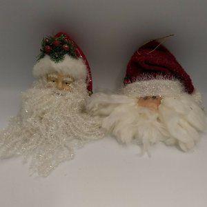 2 Christmas Santa Claus Face Head Ornament Tree Decoration Hanging Ornament